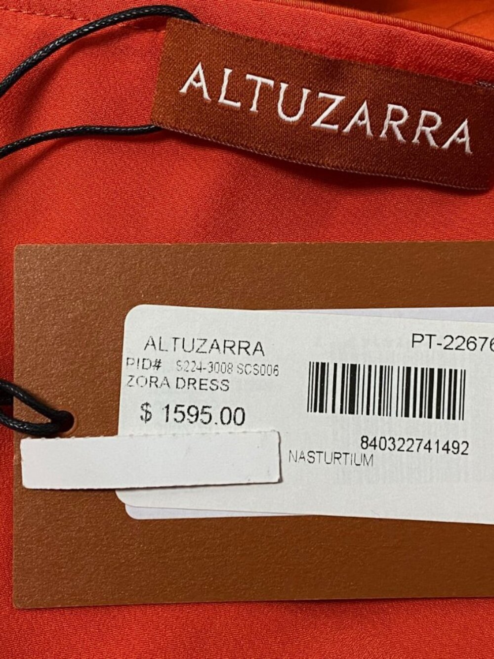 Altuzarra Women's Orange Off-Shoulder Button-Up Self-Tie Zora Dress Size 44 - Picture 4 of 4